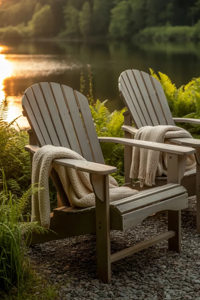 Adirondack Chairs with Throws
