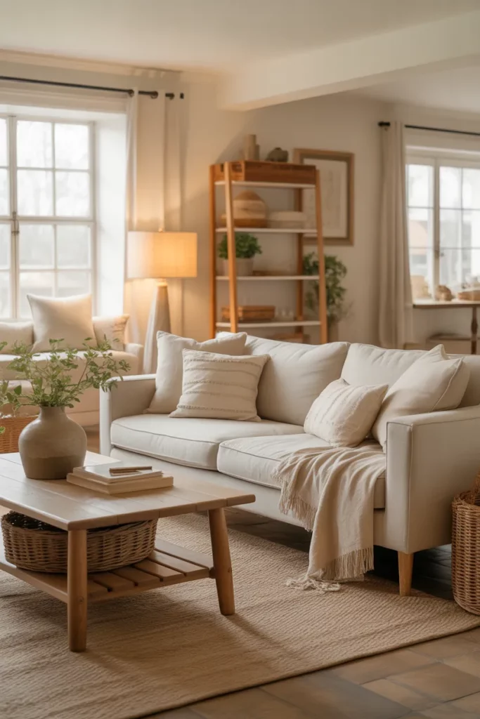 Cozy Neutral Farmhouse Living Room Inspiration