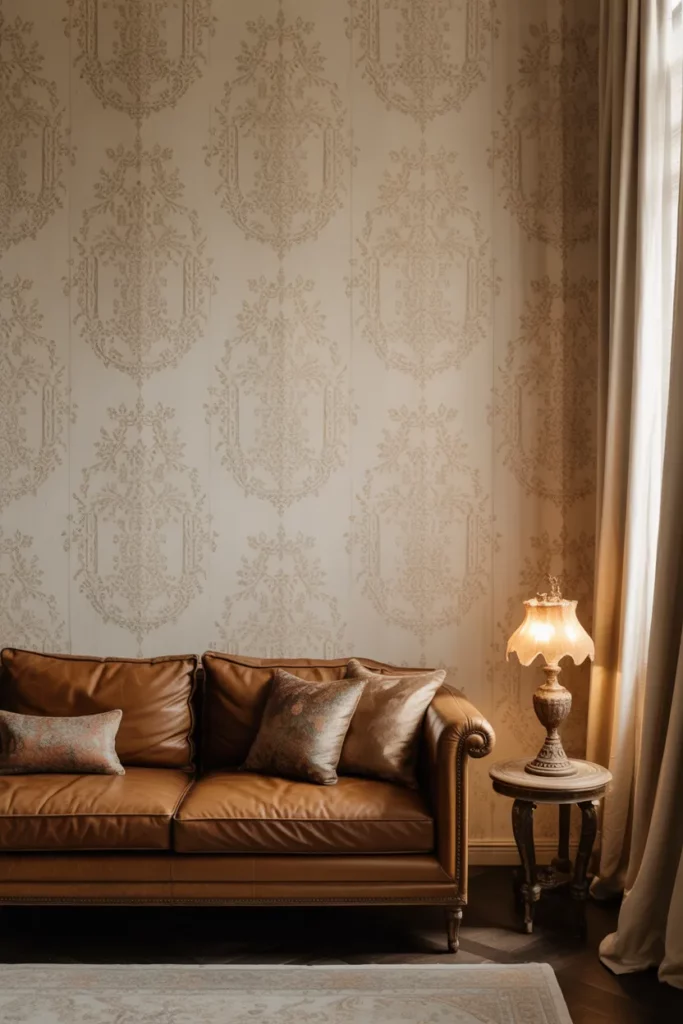 Distressed Wallpaper with Patina Finish