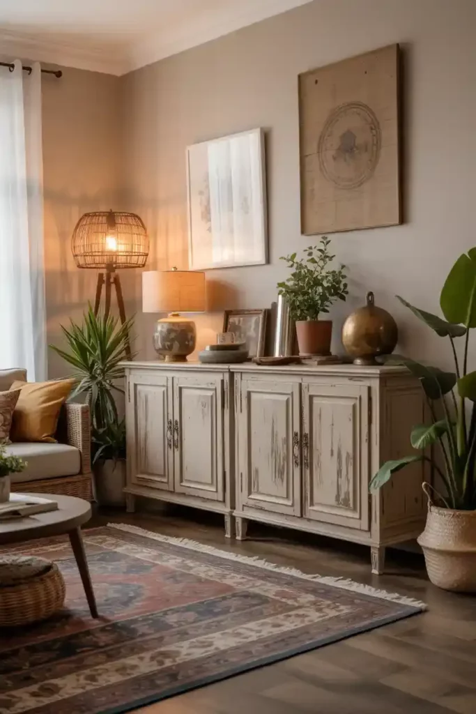 Distressed Wooden Cabinets for Storage