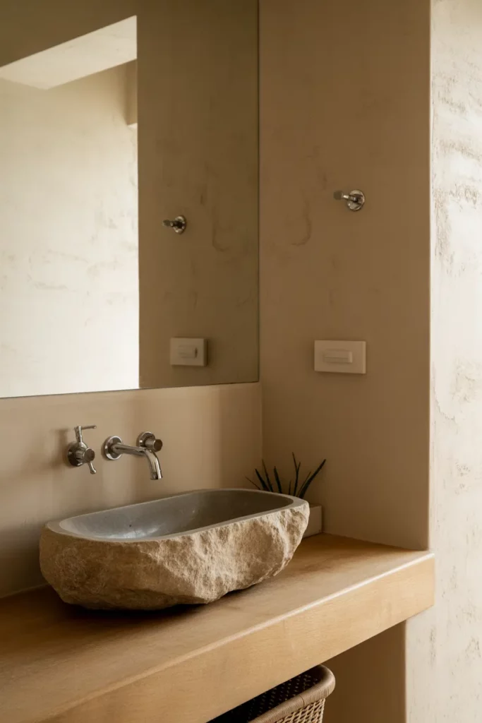 Earthy Textures and Stone Basin