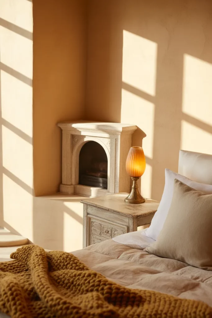 Farmhouse Bedroom with Cozy Fireplace