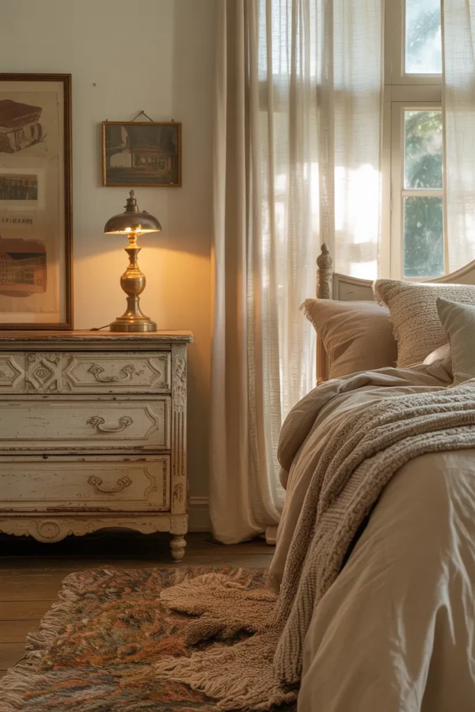 Farmhouse Bedroom with Vintage Accents