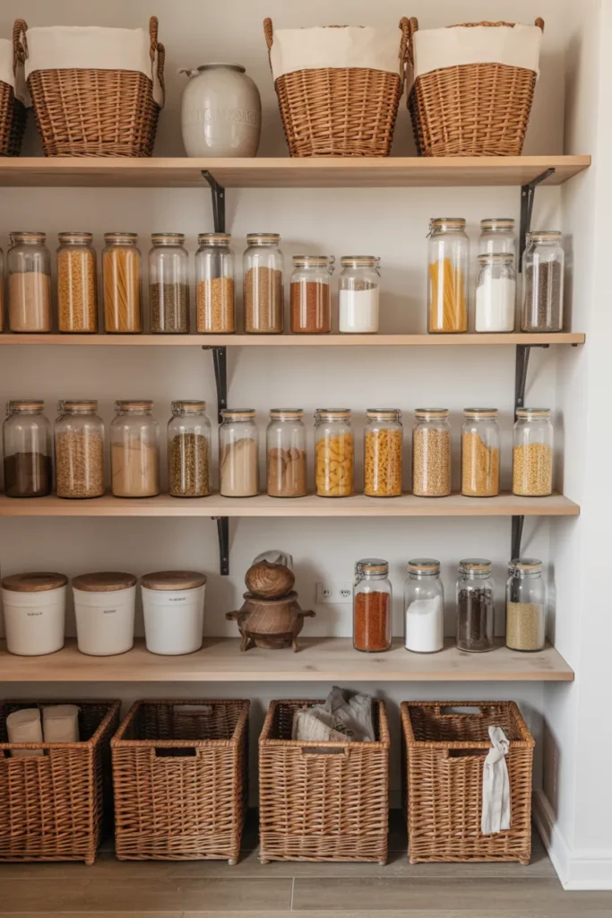 Glass Jars and Open Shelves for Everyday Essentials