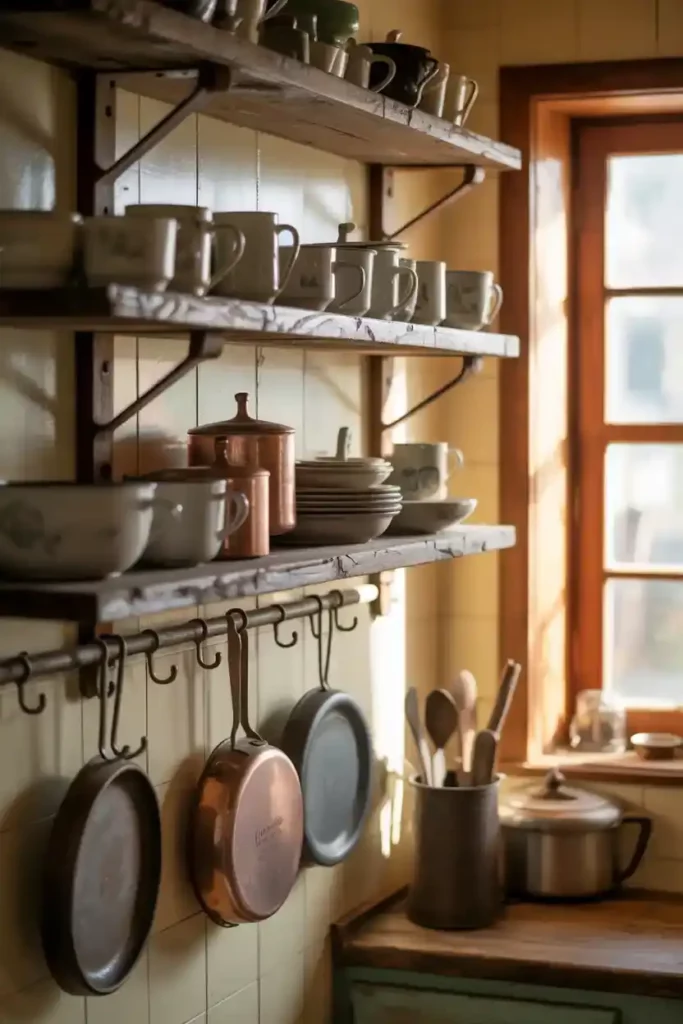 Rustic Shelving with Hooks