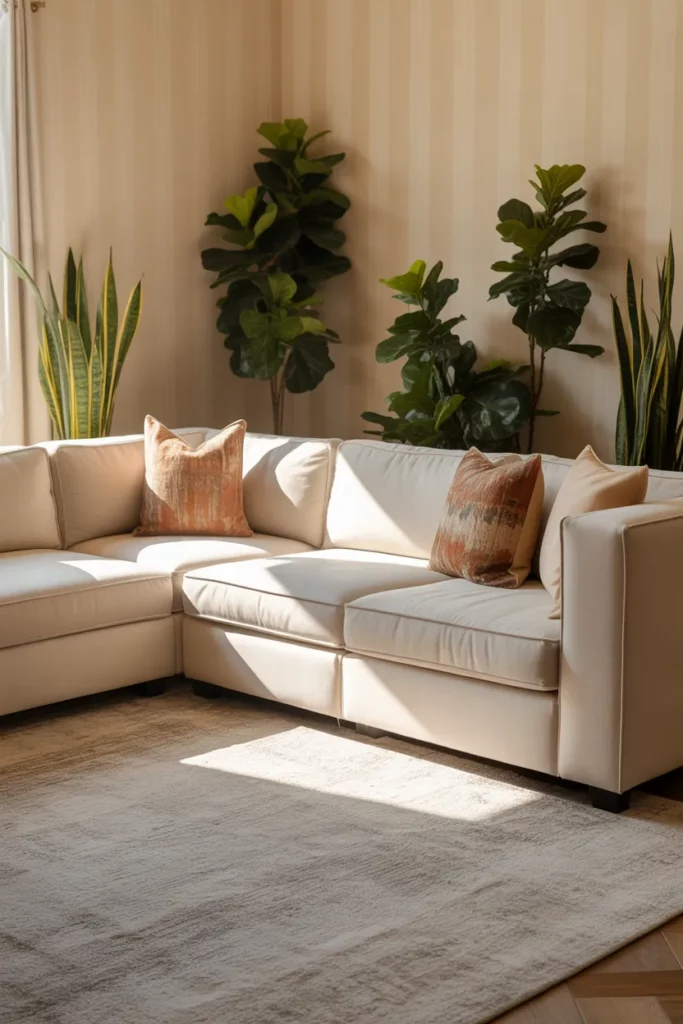 Simple Striped Wallpaper in Beige and White