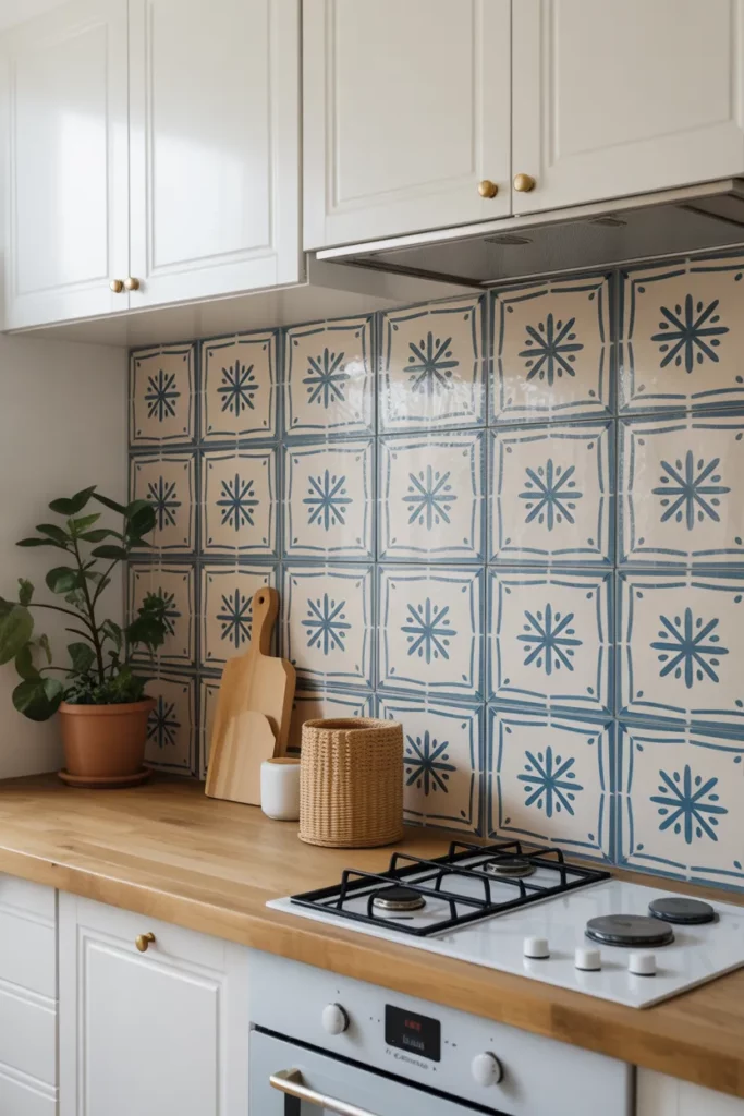Statement Backsplash with Handmade Tiles