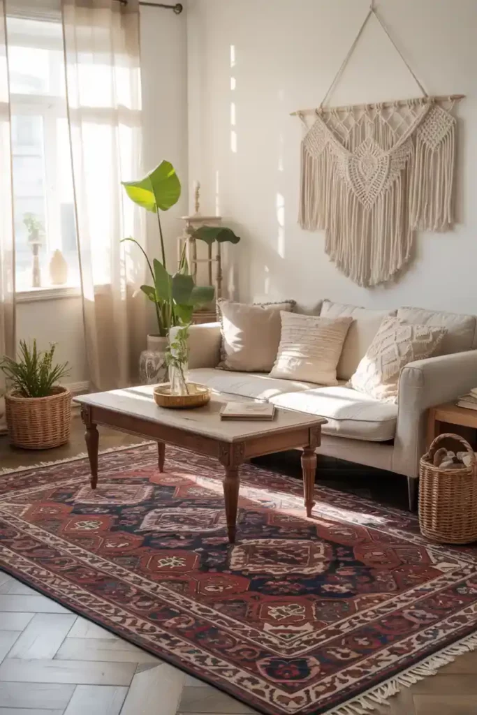 Statement Rug with Boho Decor