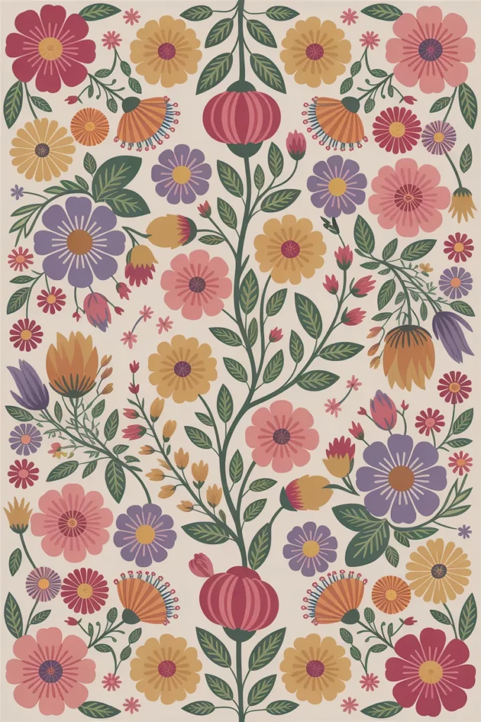 Vibrant Floral Boho Wallpaper