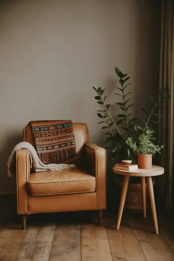 Vintage Leather Armchair Accent