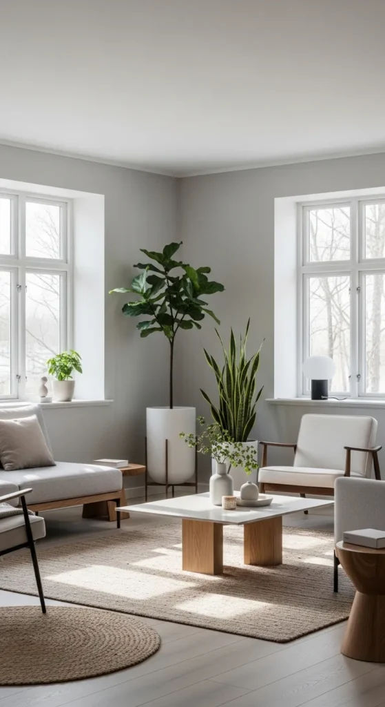 Minimalist Living Room with Indoor Plants