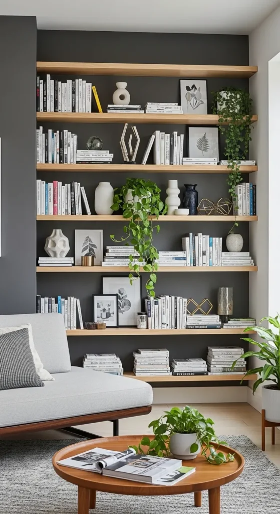 Built In Shelving Accent Wall