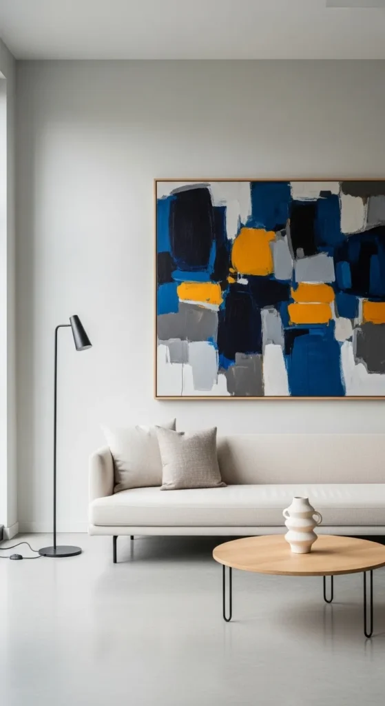 Minimalist Living Room with Abstract Art