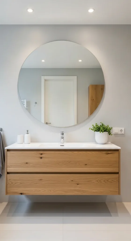 Round Mirror for Gentle Contrast