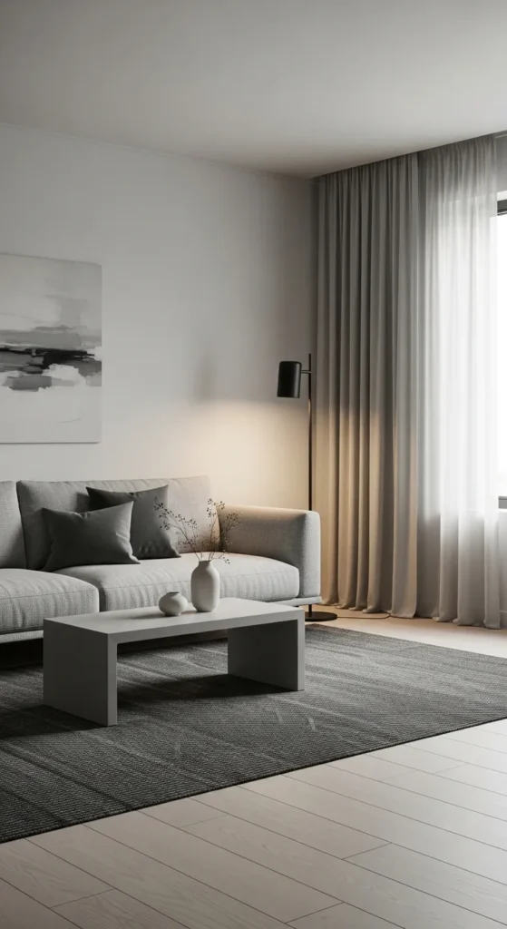 Soft Gray Minimalist Living Room