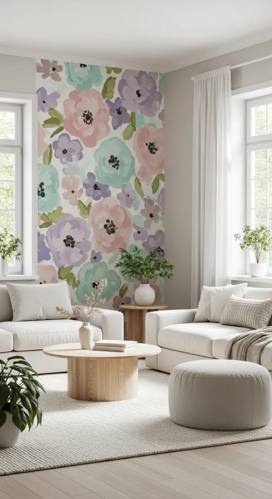 Floral Pattern Accent Wall
