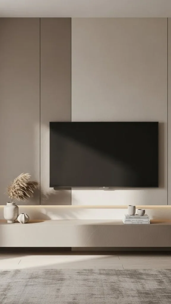 Minimalist Neutral Tone TV Wall