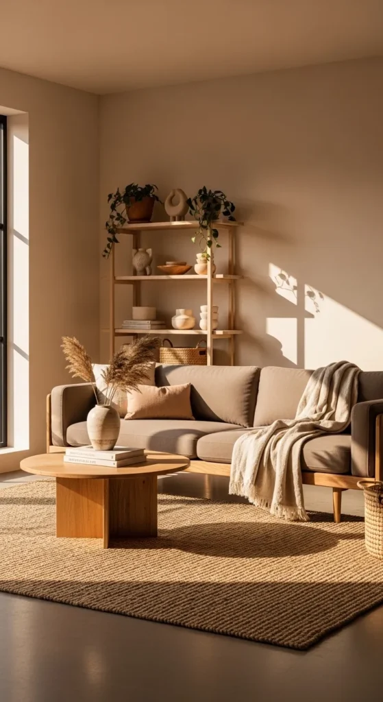 Minimalist Living Room with Earthy Tones