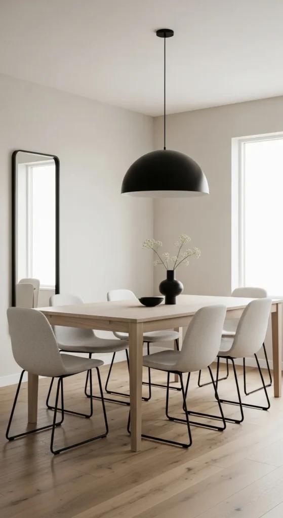 Minimal Dining with Black Accents