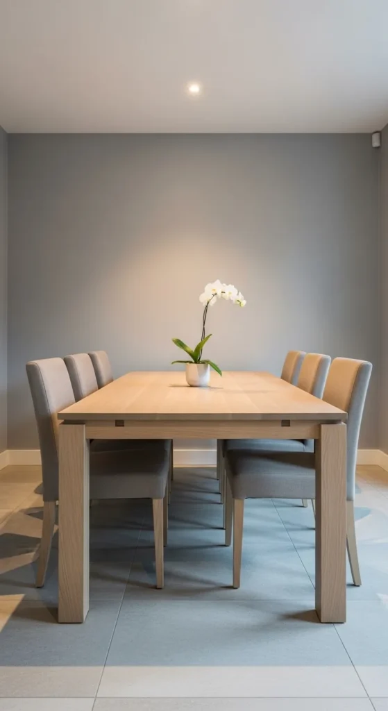 Soft Gray Minimalist Dining Room