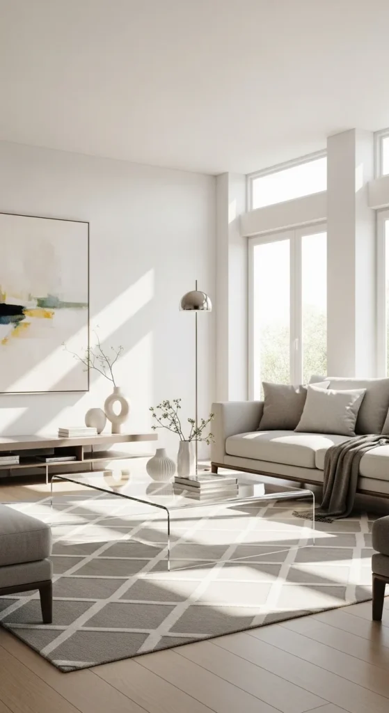Minimalist Living Room with Glass Elements