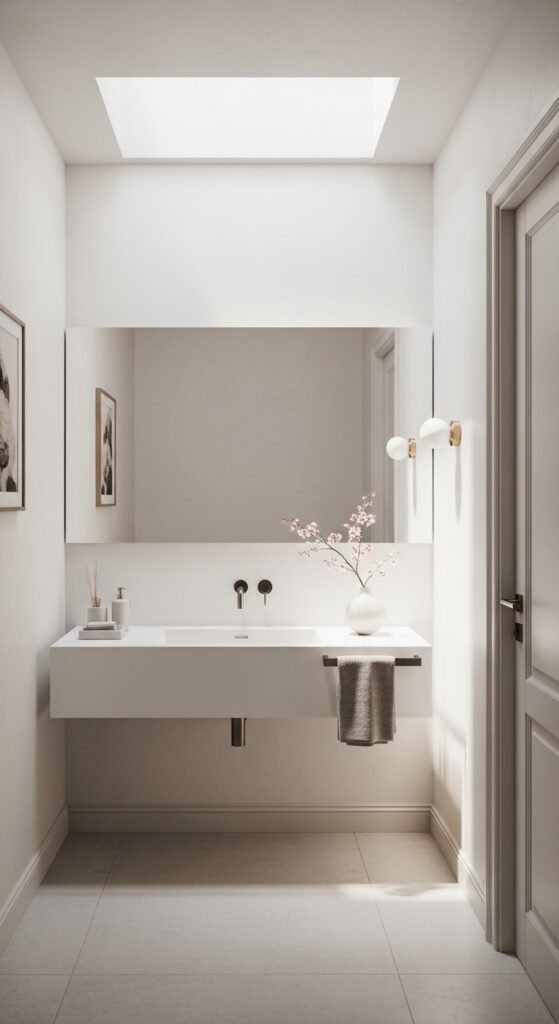Soft Neutral Minimalist Powder Room
