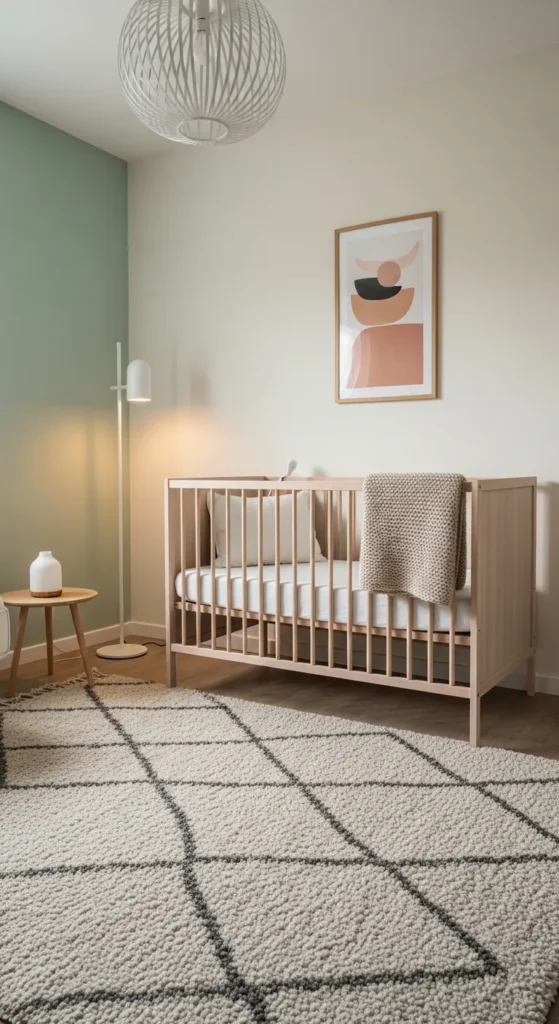 Minimalist Nursery With Soft Area Rug