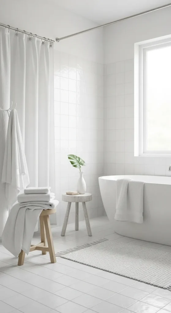 All White Ensuite with Textural Layers