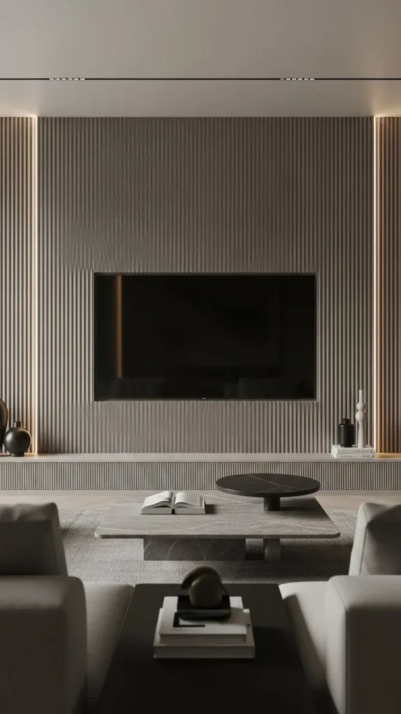 Fluted Panel Luxury TV Wall