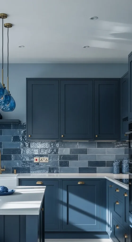 Navy Cabinets in an All Blue Kitchen Scheme