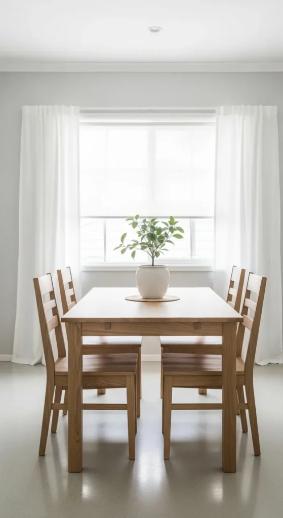 Neutral Minimal Dining with Greenery