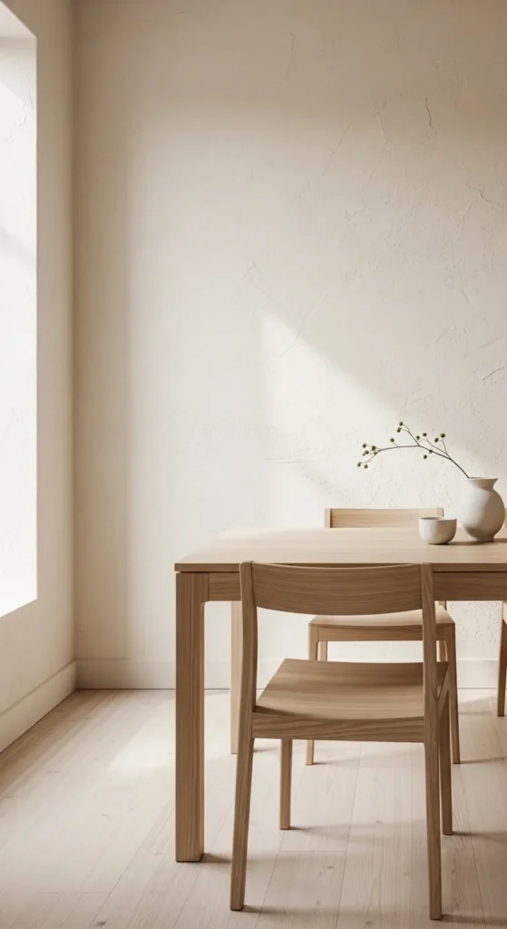 Minimalist Dining with Textured Walls