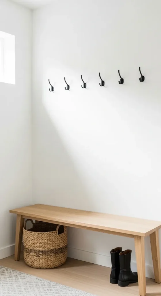 White Walls with Black Accent Hooks