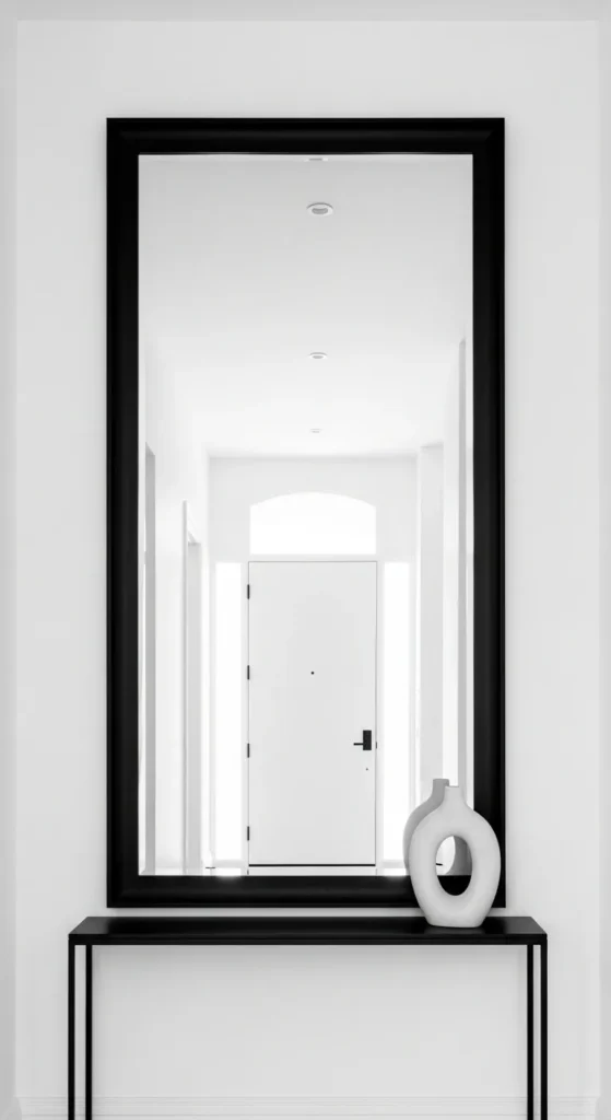 Monochrome Entryway with Statement Mirror