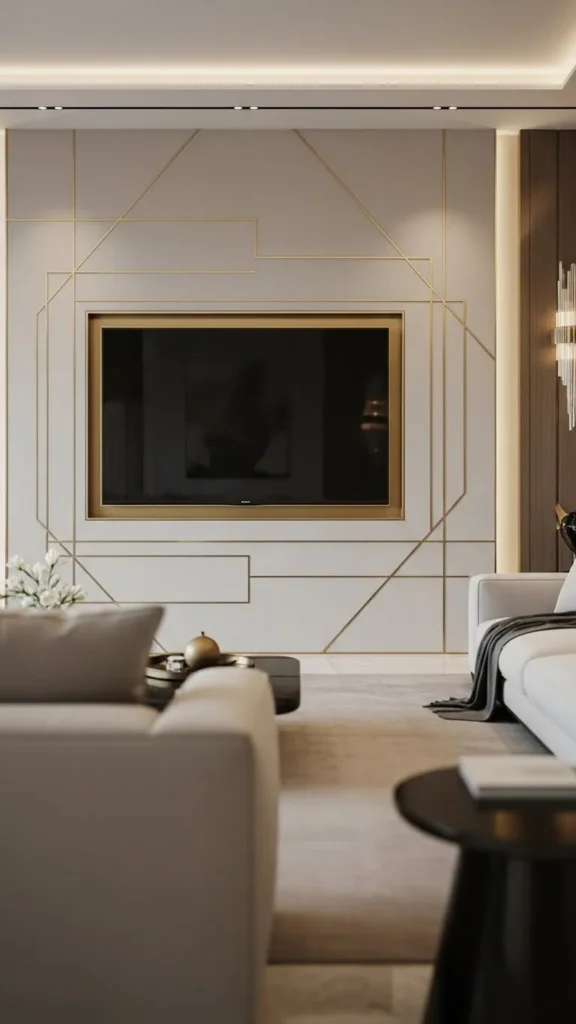 Gold Trimmed Luxury TV Wall