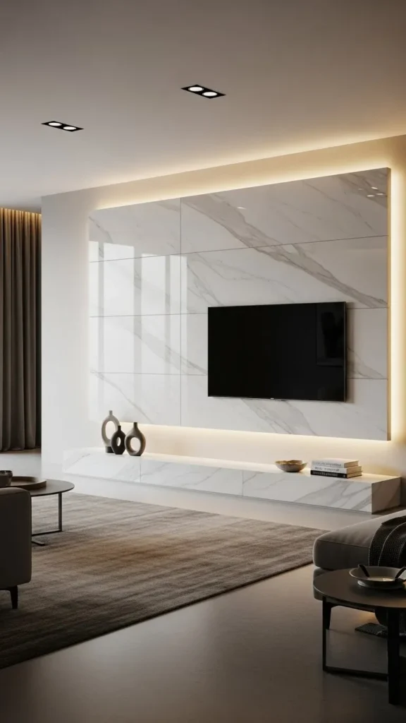 Large Format Tile Luxury TV Wall