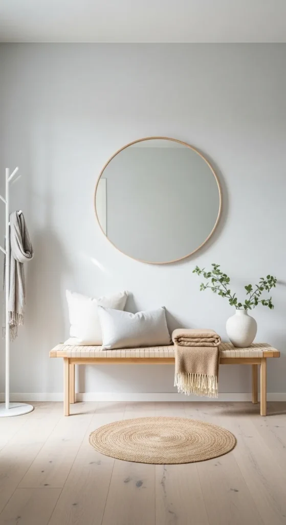 Minimal Bench with Cozy Textiles