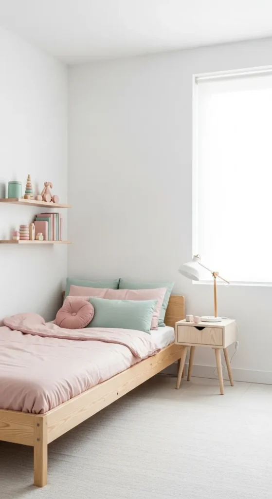 Soft Pastel Accents on White Walls
