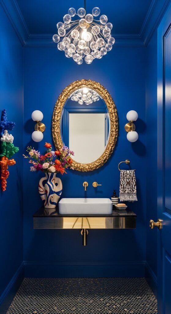 Color Soaked Artistic Powder Room
