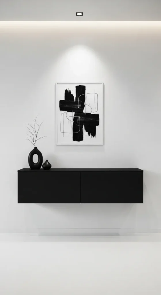 Monochrome Entryway with Floating Console