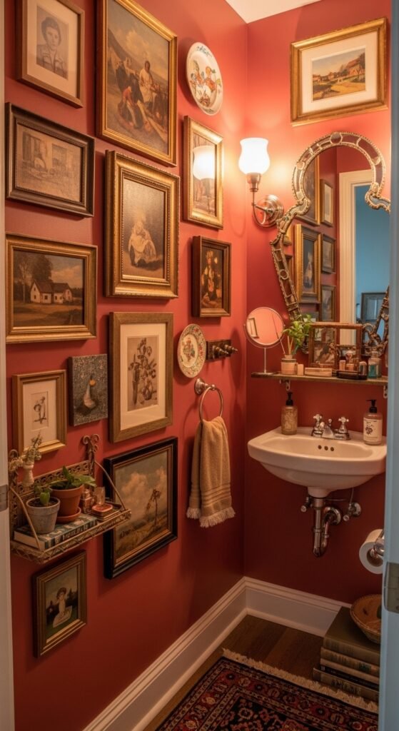 Eclectic Gallery Wall Powder Room