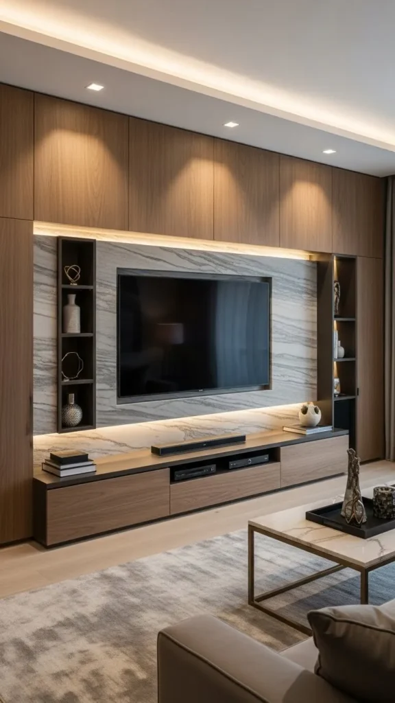 Built In TV Wall with Hidden Storage
