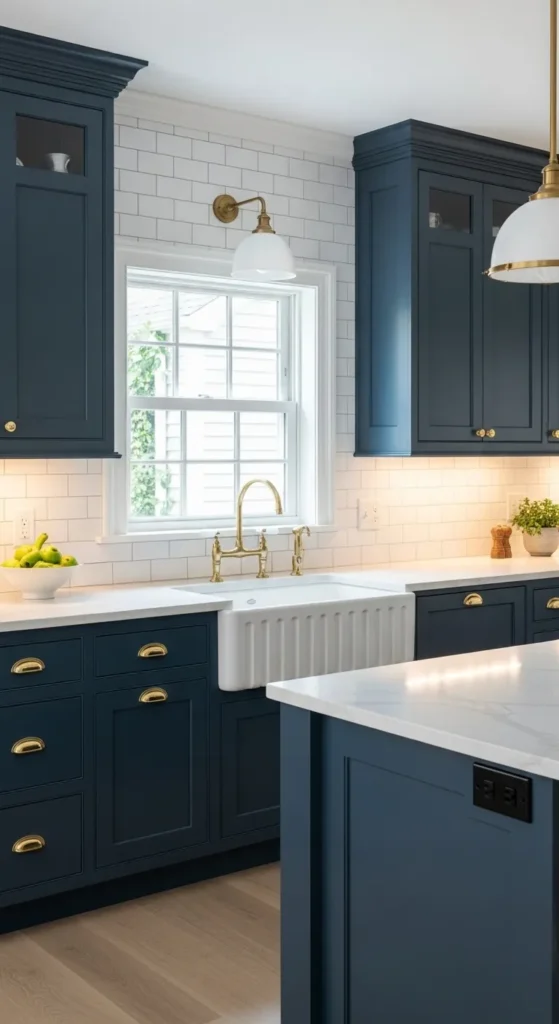 Navy Shaker Cabinets for Timeless Appeal