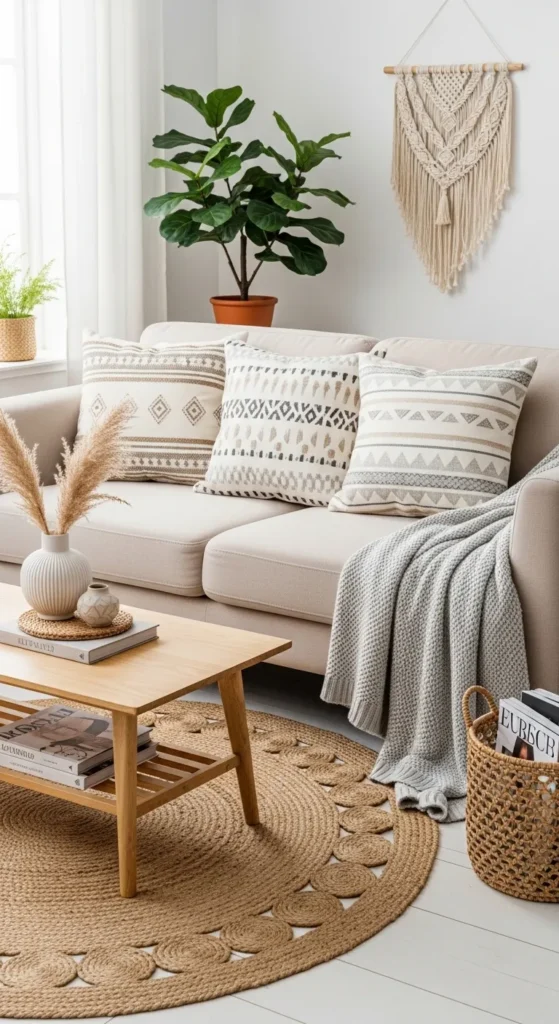 Minimal Sofa with Boho Styling