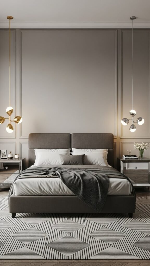 Black, White, and Metallic Accents