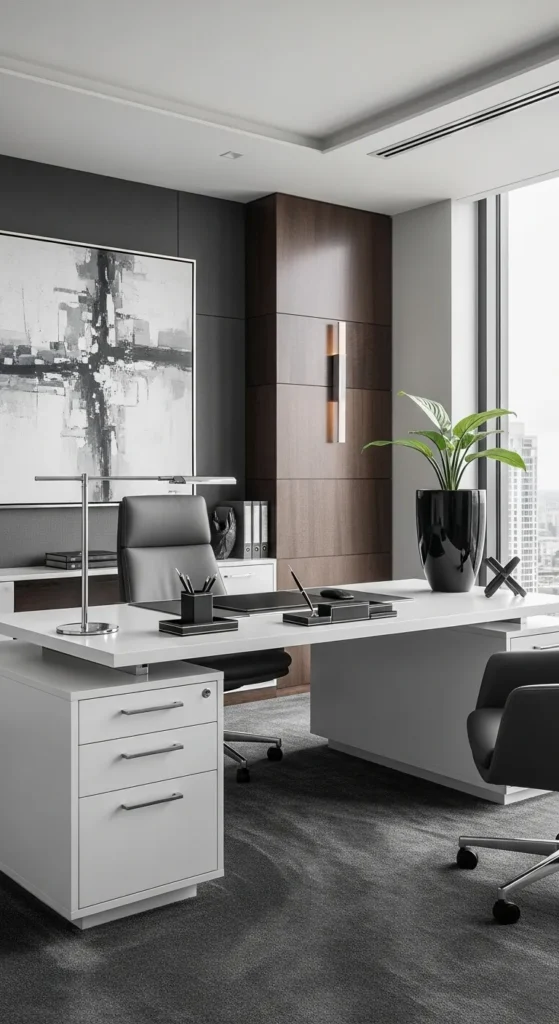 Elegant Grey and White Executive Office