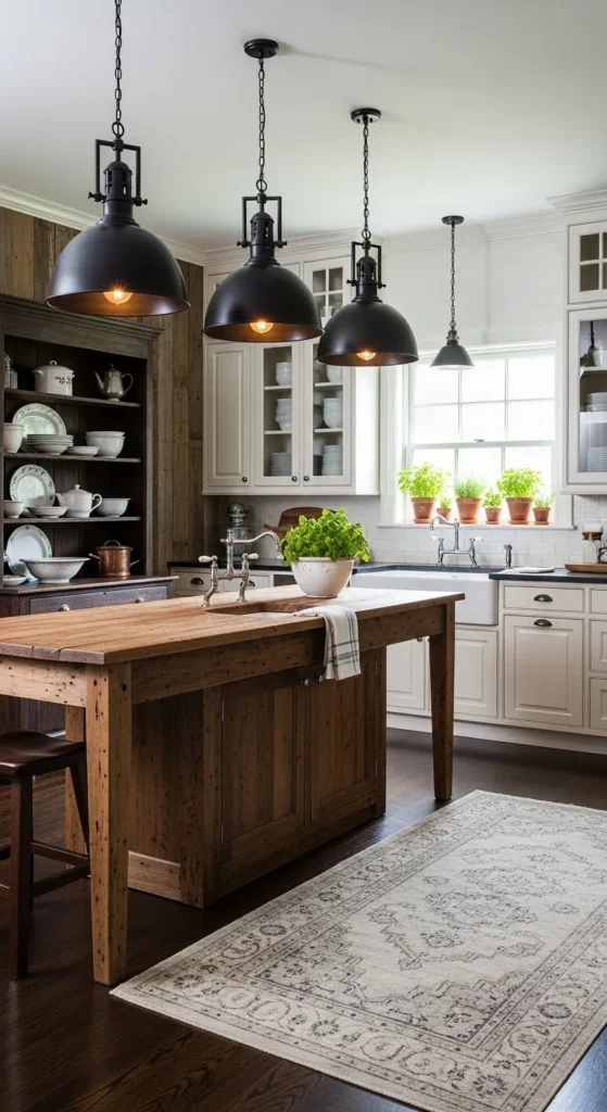 farmhouse kitchen lighting over sink