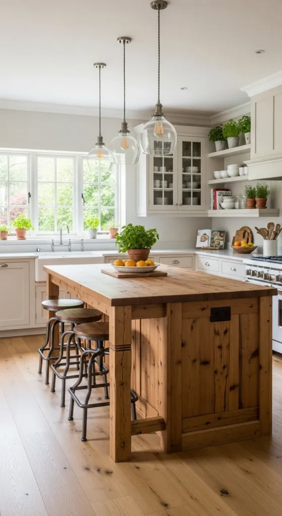 Farmhouse Kitchen with a Large Central Island