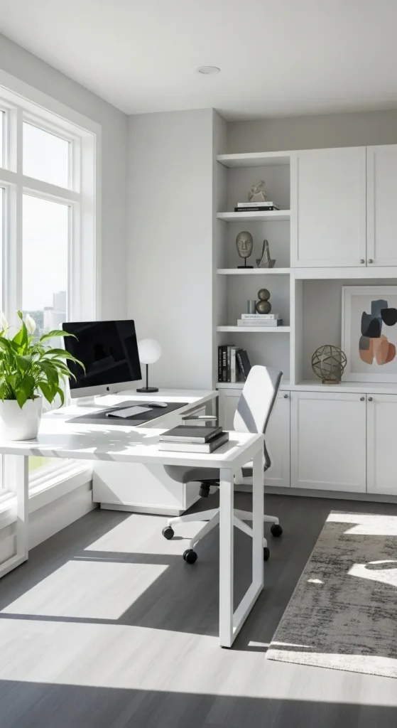 Grey Flooring with White Furniture
