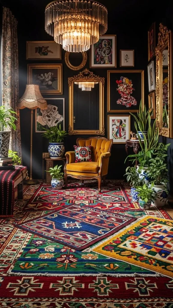Layered Rugs With Bold Patterns
